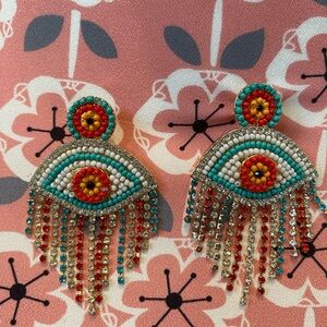 Source Unknown Multicolor Beaded Fringe Earrings